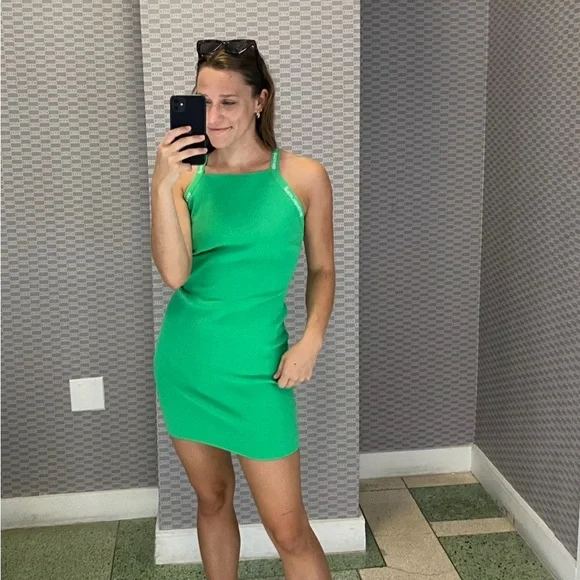 neon green tank dress Lemon Yellow Ribbed Tank Dress Medium main image 0